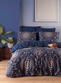 L'essentiel linge de maison Varak - Juego de funda de edredón doble - Azul Oscuro